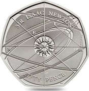 UK Fifty Pence (Sir Isaac Newton) SIR ISAAC NEWTON FIFTY PENCE S E I T F H C AW coin reverse UK Fifty Pence (Sir Isaac Newton) SIR ISAAC NEWTON FIFTY PENCE S E I T F H C AW coin reverse