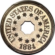 USA Five Cents (Pattern) KM# Pn1814 UNITED STATES OF AMERICA 1884 coin obverse USA Five Cents (Pattern) KM# Pn1814 UNITED STATES OF AMERICA 1884 coin obverse