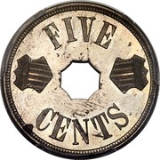 USA Five Cents (Pattern) KM# Pn1814 FIVE CENTS coin reverse USA Five Cents (Pattern) KM# Pn1814 FIVE CENTS coin reverse
