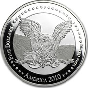 USA Five Dollars American Colt M16 2010 Proof FIVE DOLLARS MESA GRANDE AMERICA 2010 coin obverse USA Five Dollars American Colt M16 2010 Proof FIVE DOLLARS MESA GRANDE AMERICA 2010 coin obverse