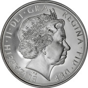 UK Five Pounds 90th Birthday of Prince Philip 2011 Proof KM# 1201c ELIZABETH∙II∙DEI∙GRA REGINA∙FID∙DEF IRB coin obverse