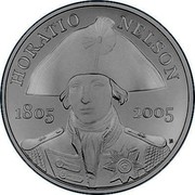 UK Five Pounds Admiral Lord Nelson 2005 Proof KM# 1054c HORATIO NELSON 1805 2005 coin reverse UK Five Pounds Admiral Lord Nelson 2005 Proof KM# 1054c HORATIO NELSON 1805 2005 coin reverse