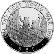 UK Five Pounds British Expeditionary Force 2014 Proof KM# 1316 1914 THE FIRST WORLD WAR 1918 B.E.F. JB coin reverse UK Five Pounds British Expeditionary Force 2014 Proof KM# 1316 1914 THE FIRST WORLD WAR 1918 B.E.F. JB coin reverse