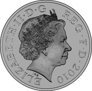 UK Five Pounds Restoration of the The Monarchy 2010 Proof KM# 1151c ELIZABETH∙II∙D∙G REG∙F∙D∙2010 IRB coin obverse UK Five Pounds Restoration of the The Monarchy 2010 Proof KM# 1151c ELIZABETH∙II∙D∙G REG∙F∙D∙2010 IRB coin obverse