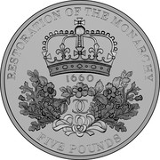 UK Five Pounds Restoration of the The Monarchy 2010 Proof KM# 1151c RESTORATION OF THE MONARCHY FIVE POUNDS 1660 coin reverse UK Five Pounds Restoration of the The Monarchy 2010 Proof KM# 1151c RESTORATION OF THE MONARCHY FIVE POUNDS 1660 coin reverse