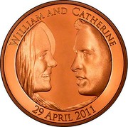 UK Five Pounds Royal Wedding 2011 Proof KM# 1203b WILLIAM AND CATHERINE 19 APRIL 2011 coin reverse