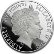 UK Five Pounds Their Name Liveth for Evermore Piedfort 2016 ELIZABETH II 2016 ALDERNEY FIVE POUNDS IRB coin obverse