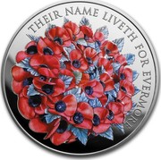 UK Five Pounds Their Name Liveth for Evermore Piedfort 2016 THEIR NAME LIVETH FOR EVERMORE coin reverse