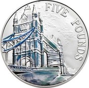 UK Five Pounds Tower Bridge 2014 Proof KM# 1324 FIVE POUNDS LC.GD coin reverse UK Five Pounds Tower Bridge 2014 Proof KM# 1324 FIVE POUNDS LC.GD coin reverse