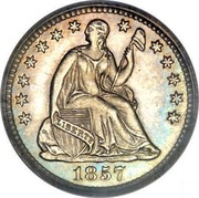 USA Half Dime Seated Liberty 1857 KM# A62.2 LIBERTY coin obverse USA Half Dime Seated Liberty 1857 KM# A62.2 LIBERTY coin obverse