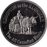 Canada Klondike Dollar The All Canadian Route 1977 UNC EDMONTON TO THE KLONDIKE THE ALL CANADIAN ROUTE coin obverse Canada Klondike Dollar The All Canadian Route 1977 UNC EDMONTON TO THE KLONDIKE THE ALL CANADIAN ROUTE coin obverse