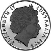 Australia One Dollar New Parliament House 1998 Proof KM# 412 ELIZABETH II AUSTRALIA 1998 IRB coin obverse Australia One Dollar New Parliament House 1998 Proof KM# 412 ELIZABETH II AUSTRALIA 1998 IRB coin obverse