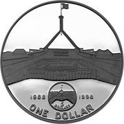 Australia One Dollar New Parliament House 1998 Proof KM# 412 1988 1998 ONE DOLLAR 5 DOLLARS coin reverse Australia One Dollar New Parliament House 1998 Proof KM# 412 1988 1998 ONE DOLLAR 5 DOLLARS coin reverse