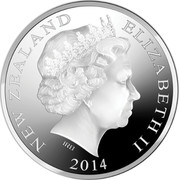 New Zealand One Dollar Royal Visit 2014 2014 NEW ZEALAND ELIZABETH II 2014 IRB coin obverse New Zealand One Dollar Royal Visit 2014 2014 NEW ZEALAND ELIZABETH II 2014 IRB coin obverse