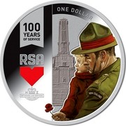 New Zealand One Dollar (RSA 100 Years of Service) ONE DOLLAR 100 YEARS OF SERVICE RSA RETURNED AND SERVICES N Z ASSOCIATION NEW ZEALAND coin reverse New Zealand One Dollar (RSA 100 Years of Service) ONE DOLLAR 100 YEARS OF SERVICE RSA RETURNED AND SERVICES N Z ASSOCIATION NEW ZEALAND coin reverse