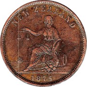 New Zealand Penny S. Clarkson 1875  NEW ZEALAND 1875 coin obverse New Zealand Penny S. Clarkson 1875  NEW ZEALAND 1875 coin obverse