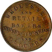 New Zealand Penny Wholesale and Retail Bakers Confectioners and Grocers ND WHOLESALE AND RETAIL BAKERS CONFECTIONERS AND GROCER coin obverse New Zealand Penny Wholesale and Retail Bakers Confectioners and Grocers ND WHOLESALE AND RETAIL BAKERS CONFECTIONERS AND GROCER coin obverse