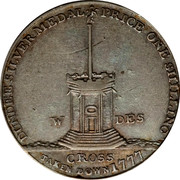 UK Shilling Angusshire - Dundee (J. Wright) ND (1798)  DUNDEE SILVER MEDAL∙ PRICE ONE SHILLING W DES CROSS TAKEN DOWN 1777 coin reverse
