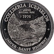 Canada Souvenir Dollar Jasper - Alberta (Souvenir) 1976 UNC COLUMBIA ICEFIELDS JASPER NATIONAL PARK 1976 JASPER-BANFF HIGHWAY coin obverse Canada Souvenir Dollar Jasper - Alberta (Souvenir) 1976 UNC COLUMBIA ICEFIELDS JASPER NATIONAL PARK 1976 JASPER-BANFF HIGHWAY coin obverse