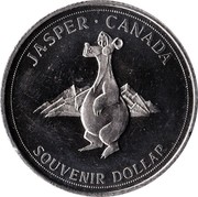 Canada Souvenir Dollar Old Man Mountain and Major Fred Brewster 1974 UNC JASPER ∙ CANADA SOUVENIR DOLLAR coin reverse