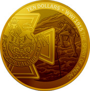New Zealand Ten Dollars 1915 The Spirit of Anzac 2015 TEN DOLLARS - WWI 1915 THE SPIRIT OF ANZAC FOR VALOUR coin reverse
