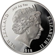 New Zealand Ten Dollars Little Spotted Kiwi 2018 NEW ZEALAND .999 AG 5 OZ ELIZABETH II 2018 IRB coin obverse New Zealand Ten Dollars Little Spotted Kiwi 2018 NEW ZEALAND .999 AG 5 OZ ELIZABETH II 2018 IRB coin obverse