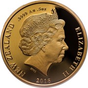 New Zealand Ten Dollars Maui and the Sun - Tama Nui-te-Ra 2018 Proof NEW ZEALAND .9999 AU .5 OZ ELIZABETH II 2018 IRB coin obverse