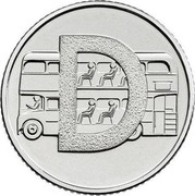 UK Ten Pence (D - Double Decker Bus) D coin reverse
