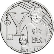 UK Ten Pence (Y - Yeoman Warder) Y EIIR coin reverse UK Ten Pence (Y - Yeoman Warder) Y EIIR coin reverse