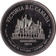 Canada Trade Dollar Craigdarroch Castle 1977 UNC VICTORIA B.C. CANADA CRAIGDARROCH CASTLE VALUE 1 DOLLAR IN VICTORIA - EXPIRES SEPT. 30, 1977 coin reverse Canada Trade Dollar Craigdarroch Castle 1977 UNC VICTORIA B.C. CANADA CRAIGDARROCH CASTLE VALUE 1 DOLLAR IN VICTORIA - EXPIRES SEPT. 30, 1977 coin reverse