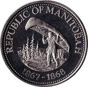 Canada Trade Dollar Portage La Prairie - Manitoba 1976 UNC REPUBLIC OF MANITOBAH 1867~1868 coin obverse Canada Trade Dollar Portage La Prairie - Manitoba 1976 UNC REPUBLIC OF MANITOBAH 1867~1868 coin obverse