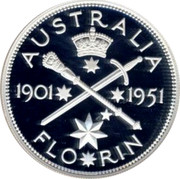 Australia Twenty Cents Masterpiece in 1951 Federation Florin 1998 AUSTRALIA 1901 1951 FLO RIN coin reverse Australia Twenty Cents Masterpiece in 1951 Federation Florin 1998 AUSTRALIA 1901 1951 FLO RIN coin reverse