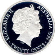 Australia Twenty Cents Masterpiece in 1954 Royal Visit Florin 1998 Proof ELIZABETH II AUSTRALIA 1998 TWENTY CENTS IRB coin obverse Australia Twenty Cents Masterpiece in 1954 Royal Visit Florin 1998 Proof ELIZABETH II AUSTRALIA 1998 TWENTY CENTS IRB coin obverse