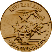 New Zealand Twenty Dollars XXIII Olympiad Los Angeles 1984 Proof X# 6 NEW ZEALAND TWENTY DOLLARS coin obverse