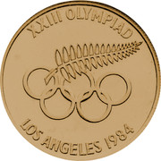 New Zealand Twenty Dollars XXIII Olympiad Los Angeles 1984 Proof X# 6 XXIII OLYMPIAD LOS ANGELES 1984 coin reverse