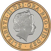 UK Two Pounds (Trinity House) KM# 1313 ELIZABETH∙II∙DEI∙GRA∙REG∙FID∙DEF ∙ IRB coin obverse UK Two Pounds (Trinity House) KM# 1313 ELIZABETH∙II∙DEI∙GRA∙REG∙FID∙DEF ∙ IRB coin obverse