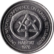 Canada Vancouver Dollar British Columbia 1976 UNC UNITED NATIONS CONFERENCE ON HUMAN SETTLEMENTS HABITAT 1976 coin obverse Canada Vancouver Dollar British Columbia 1976 UNC UNITED NATIONS CONFERENCE ON HUMAN SETTLEMENTS HABITAT 1976 coin obverse