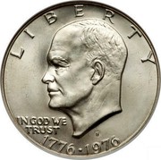 USA Dollar Eisenhower Bicentennial 1976 S KM# 206a LIBERTY IN GOD WE TRUST coin obverse USA Dollar Eisenhower Bicentennial 1976 S KM# 206a LIBERTY IN GOD WE TRUST coin obverse