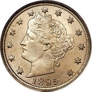 USA V Cents Liberty Nickel 1895 KM# 112 LIBERTY coin obverse USA V Cents Liberty Nickel 1895 KM# 112 LIBERTY coin obverse