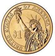 USA $1 Franklin Pierce 2010 P KM# 476 UNITED STATES OF AMERICA $1 coin reverse USA $1 Franklin Pierce 2010 P KM# 476 UNITED STATES OF AMERICA $1 coin reverse