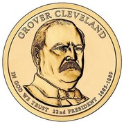 USA $1 Grover Cleveland 2012 D KM# 525 GROVER CLEVELAND IN GOD WE TRUST 22ND PRESIDENT 1885-1889 coin obverse USA $1 Grover Cleveland 2012 D KM# 525 GROVER CLEVELAND IN GOD WE TRUST 22ND PRESIDENT 1885-1889 coin obverse