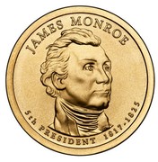 USA $1 James Monroe 2008 P KM# 426 JAMES MONROE 5TH PRESIDENT 1817-1825 JFM coin obverse USA $1 James Monroe 2008 P KM# 426 JAMES MONROE 5TH PRESIDENT 1817-1825 JFM coin obverse