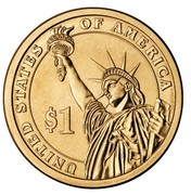 USA $1 John Adams 2007 P KM# 402 UNITED STATES OF AMERICA $1 coin reverse USA $1 John Adams 2007 P KM# 402 UNITED STATES OF AMERICA $1 coin reverse
