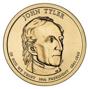 USA $1 John Tyler 2009 P Satin Finish KM# 451 JOHN TYLER IN GOD WE TRUST 10TH PRESIDENT 1841-1845 coin obverse USA $1 John Tyler 2009 P Satin Finish KM# 451 JOHN TYLER IN GOD WE TRUST 10TH PRESIDENT 1841-1845 coin obverse