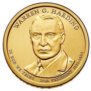 USA $1 Warren G. Harding 2014 D KM# 571 WARREN G. HARDING IN GOD WE TRUST 29TH PRESIDENT 1921-1923 coin obverse USA $1 Warren G. Harding 2014 D KM# 571 WARREN G. HARDING IN GOD WE TRUST 29TH PRESIDENT 1921-1923 coin obverse