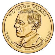 USA $1 Woodrow Wilson 2013 D KM# 550 WOODROW WILSON IN GOD WE TRUST 28TH PRESIDENT 1913-1921 coin obverse USA $1 Woodrow Wilson 2013 D KM# 550 WOODROW WILSON IN GOD WE TRUST 28TH PRESIDENT 1913-1921 coin obverse