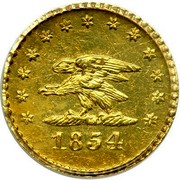 USA 25 Cents 1854 KM# 4 Small size Gold Coins 1854 coin obverse USA 25 Cents 1854 KM# 4 Small size Gold Coins 1854 coin obverse