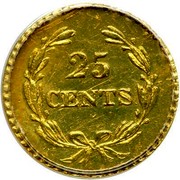 USA 25 Cents 1854 KM# 4 Small size Gold Coins 25 CENTS coin reverse USA 25 Cents 1854 KM# 4 Small size Gold Coins 25 CENTS coin reverse