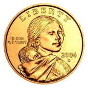 USA Dollar Sacagawea 2006 D Satin Finish KM# 310 LIBERTY IN GOD WE TRUST coin obverse USA Dollar Sacagawea 2006 D Satin Finish KM# 310 LIBERTY IN GOD WE TRUST coin obverse