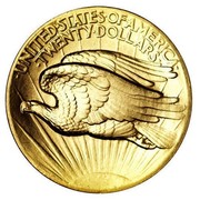USA Twenty Dollars St. Gaudens Double Eagle - High relief 1907 MCMVII high relief, flat rim KM# 126 UNITED ∙ STATES ∙ OF ∙ AMERICA TWENTY ∙ DOLLARS coin reverse